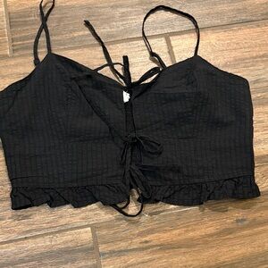 Aerie Black Textured Crop Top